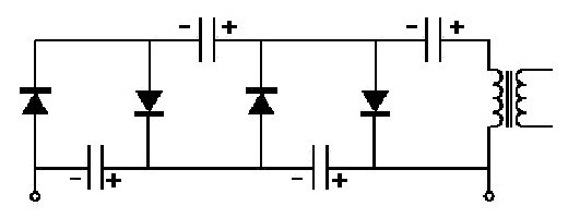 Умножитель напряжения на диодах и конденсаторах схема своими руками