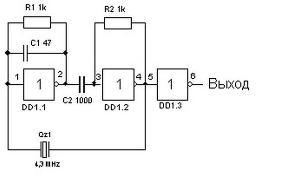 Кварцевый генератор на микросхеме