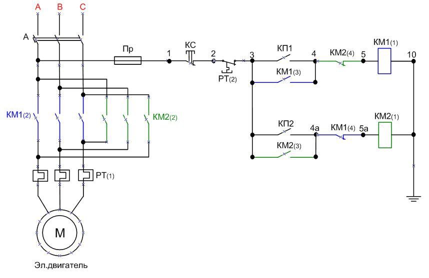 Схема подключения пускателя реверс