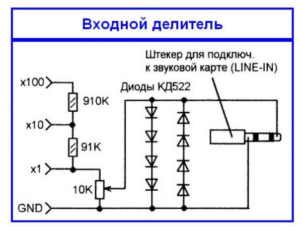 Делитель аудиосигнала схема