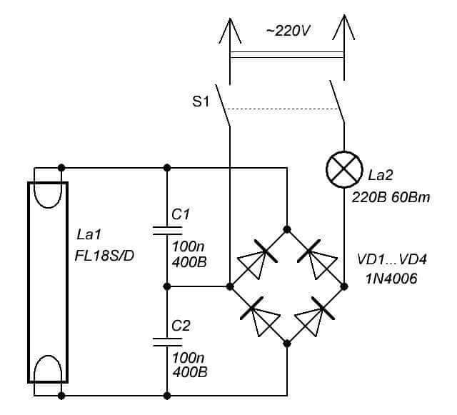 Схема лампы люминесцентной электрическая люминесцентной