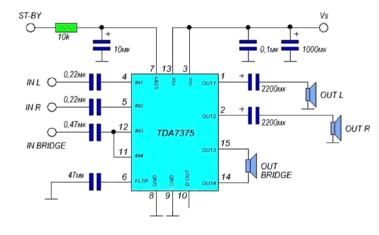 Tda7269a схема подключения